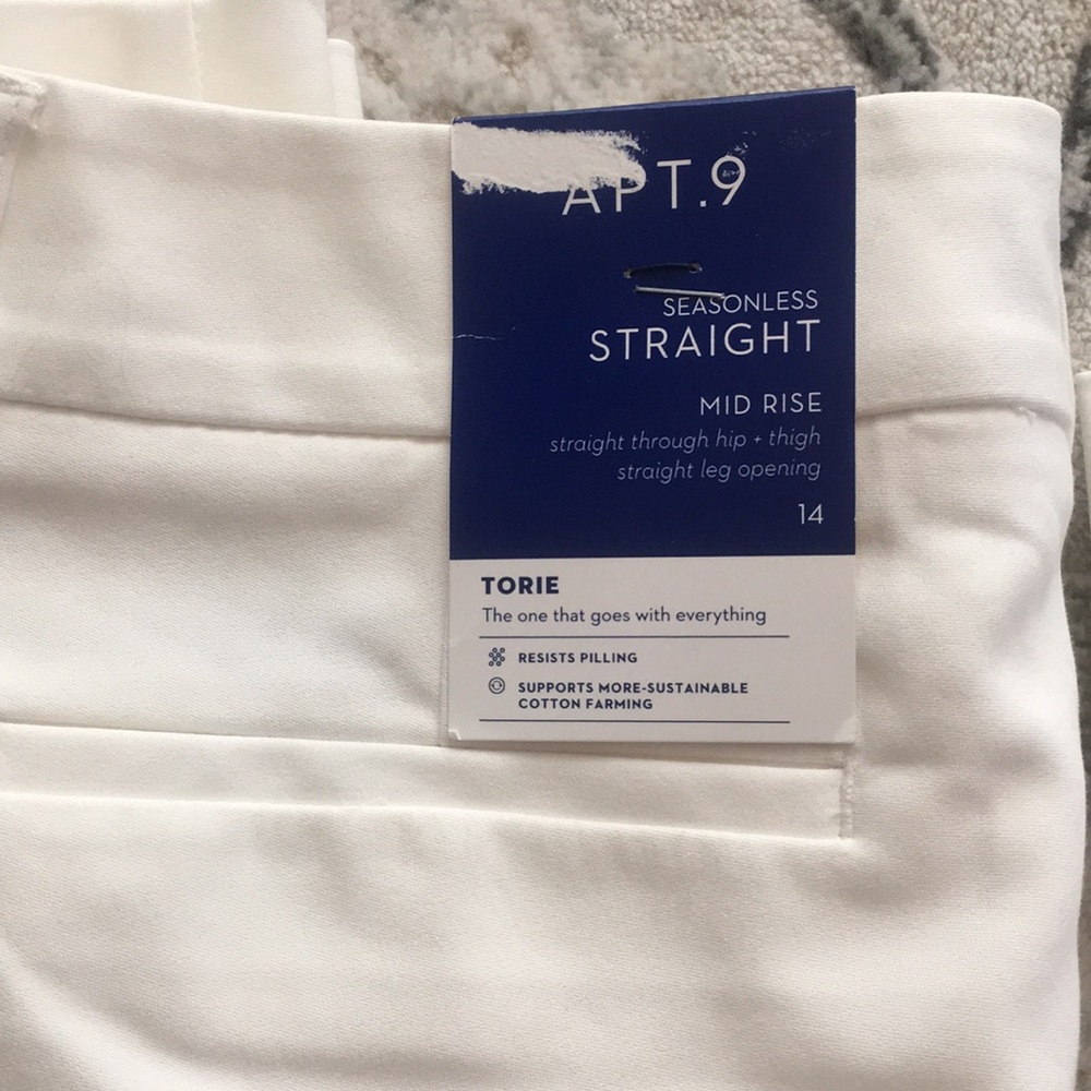 Apt.9 Torie Straight Leg Mid Rise Pants in Ivory Tusk Womens Sizes 16 - Picture 3 of 6